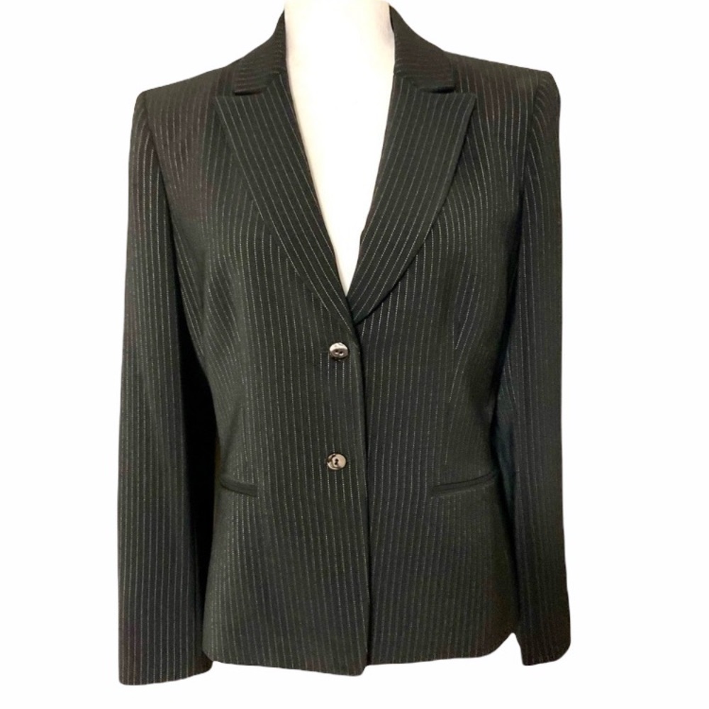 Tahari ASL Black Pinstripe Blazer
